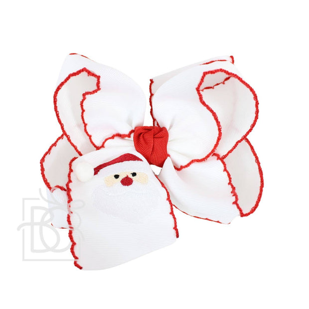 Embroidered Santa Crochet Edge Bow