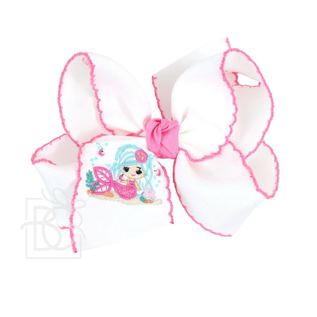 MERMAID EMBROIDERY BOW ON ALLIGATOR CLIP