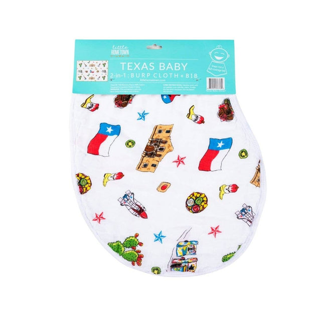 2-in-1 Burp Cloth and Bib: Texas Baby (Unisex)