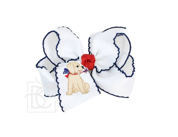 EMBROIDERED PATRIOTIC CROCHET EDGE BOW