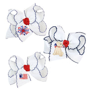 EMBROIDERED PATRIOTIC CROCHET EDGE BOW