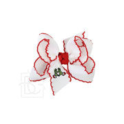 EMBROIDERED GRINCH HEART CROCHET EDGE HAIR BOWS