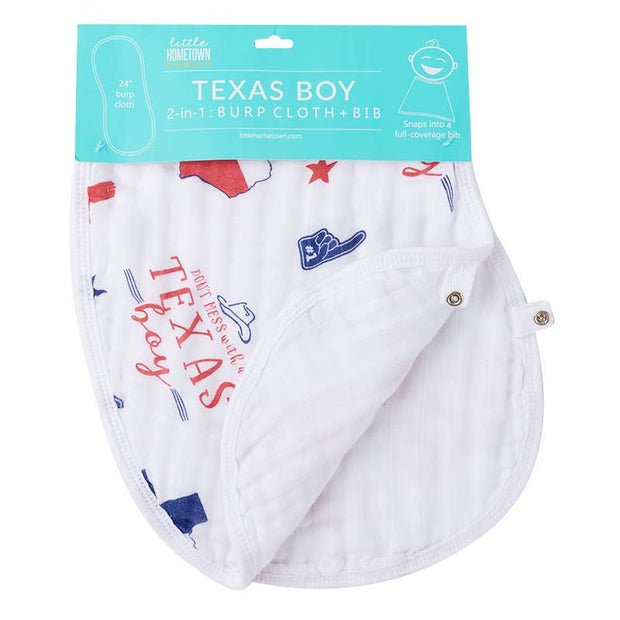 Texas Boy 2-in-1 Burp Cloth and Bib