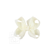 SCALLOPED LACE FLOWER BOW W/ KNOT ON ALLIGATOR CLIP