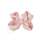 SCALLOPED LACE FLOWER BOW W/ KNOT ON ALLIGATOR CLIP