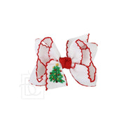 EMBROIDERED CHRISTMAS TREE CROCHET EDGE BOWS