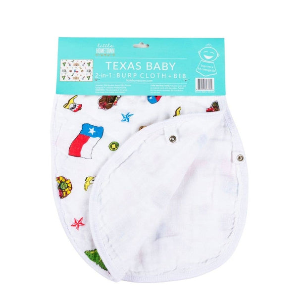 2-in-1 Burp Cloth and Bib: Texas Baby (Unisex)