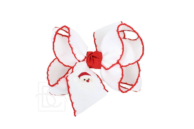 Embroidered Santa Crochet Edge Bow