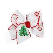 EMBROIDERED CHRISTMAS TREE CROCHET EDGE BOWS