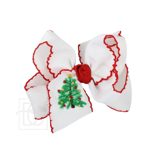 EMBROIDERED CHRISTMAS TREE CROCHET EDGE BOWS